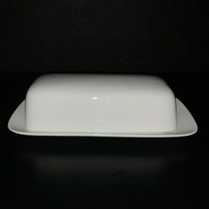 Crate & Barrel White Ceramic Butter Dish